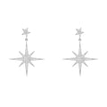 Petite Star Burst Drop Earrings | Silver Celestial Jewelry - Femstylo