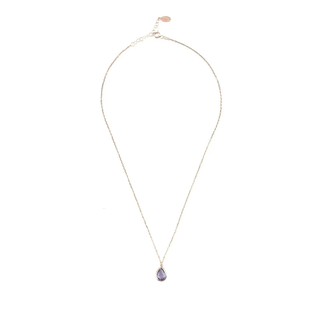 Pisa Mini Teardrop Necklace Rosegold Amethyst