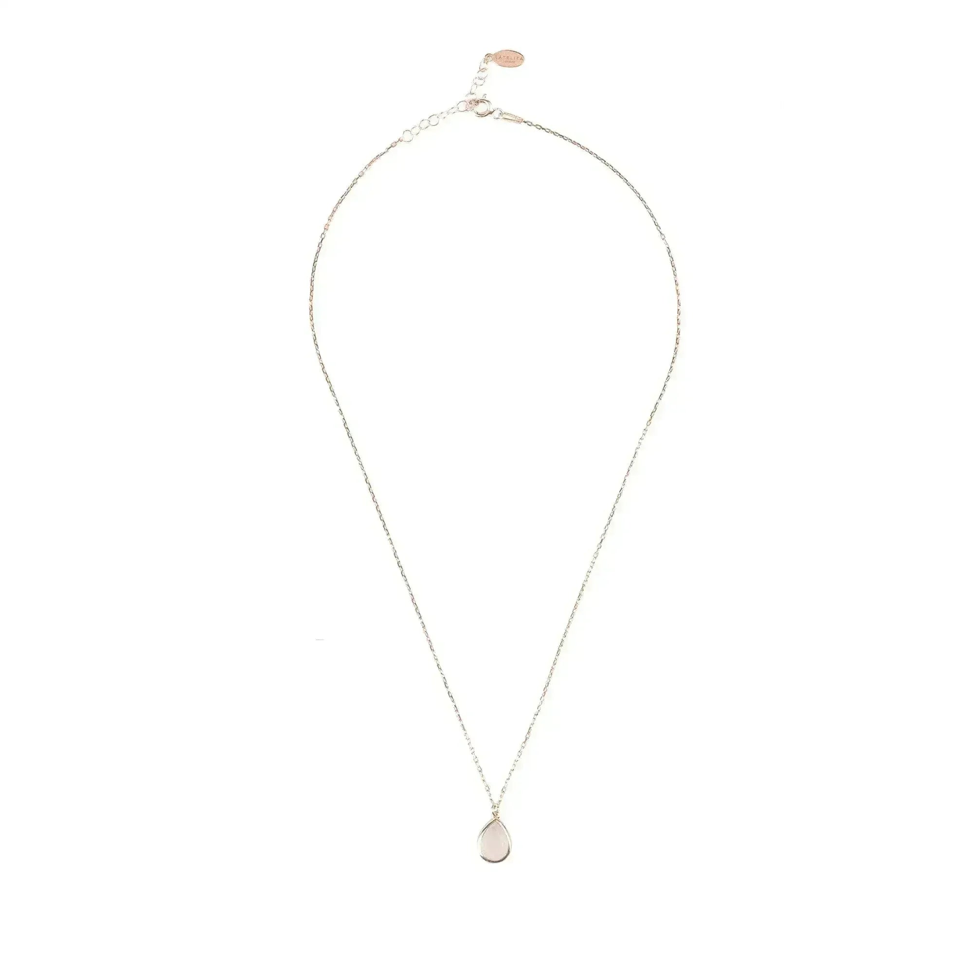 Pisa Mini Teardrop Necklace Rosegold Rose Quartz