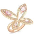 0W381 - Rose Gold Brass Ring with AAA Grade CZ  in Rose