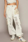 Crochet Patch Distressed Jeans - Boho Denim with Embroidery | Femstylo