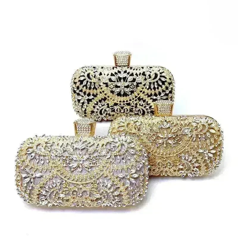 Floral Diamond Clutch Bag - Wedding & Party Minaudière | Femstylo