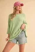 Ribbed Hem Sweater - Side Slit Round Neck Pullover | Femstylo