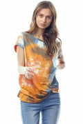 Tie-Dye Twist Front Top – Trendy Crew Neck Tee with Unique Hem | Femstylo