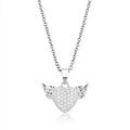 3W1378 - Rhodium 925 Sterling Silver Chain Pendant with AAA Grade CZ