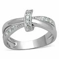 3W819 - Rhodium Brass Ring with AAA Grade CZ  in Clear