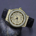 Luxury Gold-Tone Leather Watch - Bold Dial Men's Timepiece | Femstylo