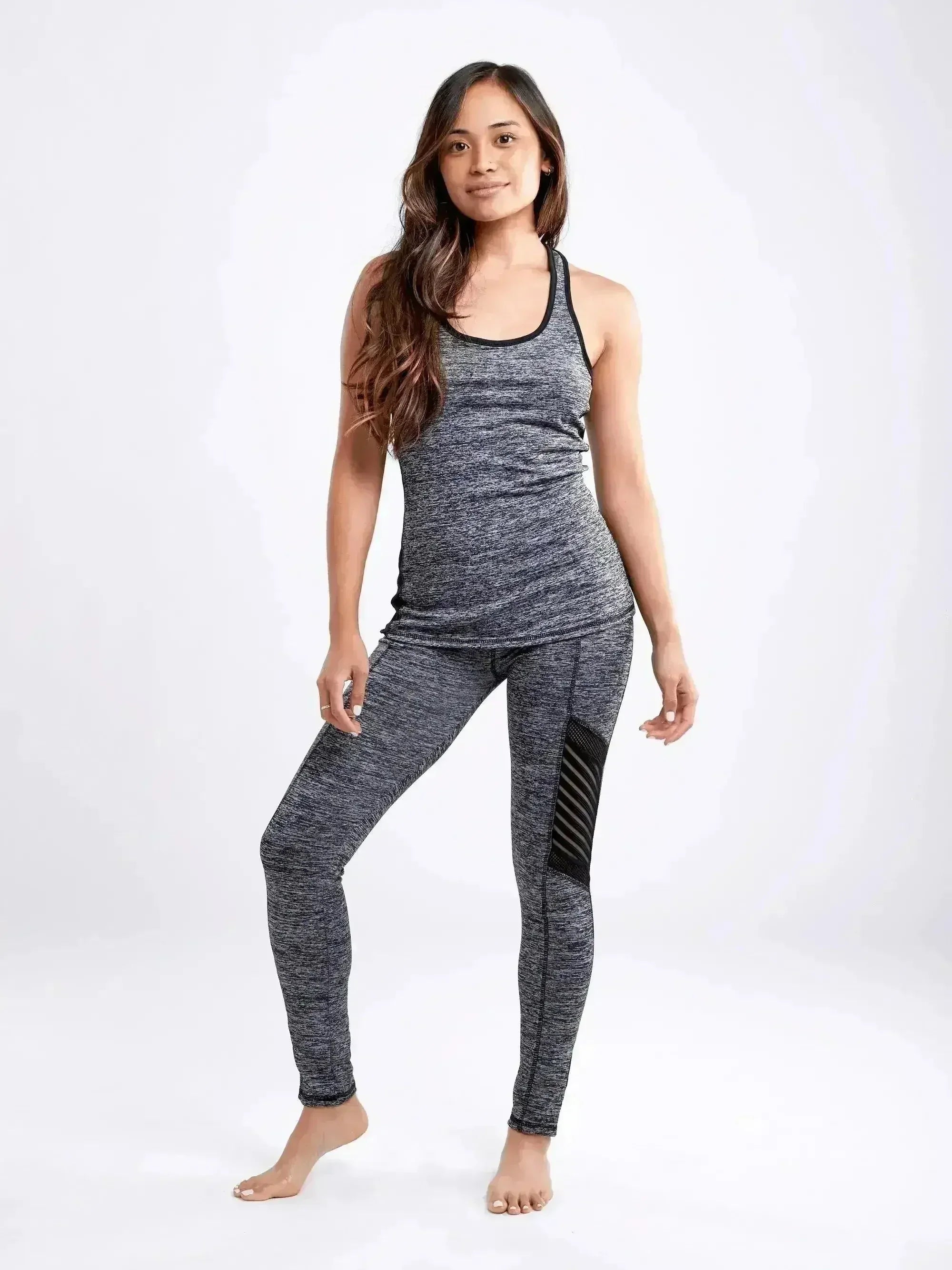 High-Waisted Pilates Leggings with Side Pockets & Mesh Panels