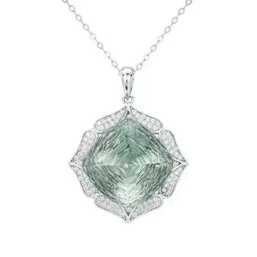 Luxury Sweater Chain Femininity S925 Silver Set Large Natural Green