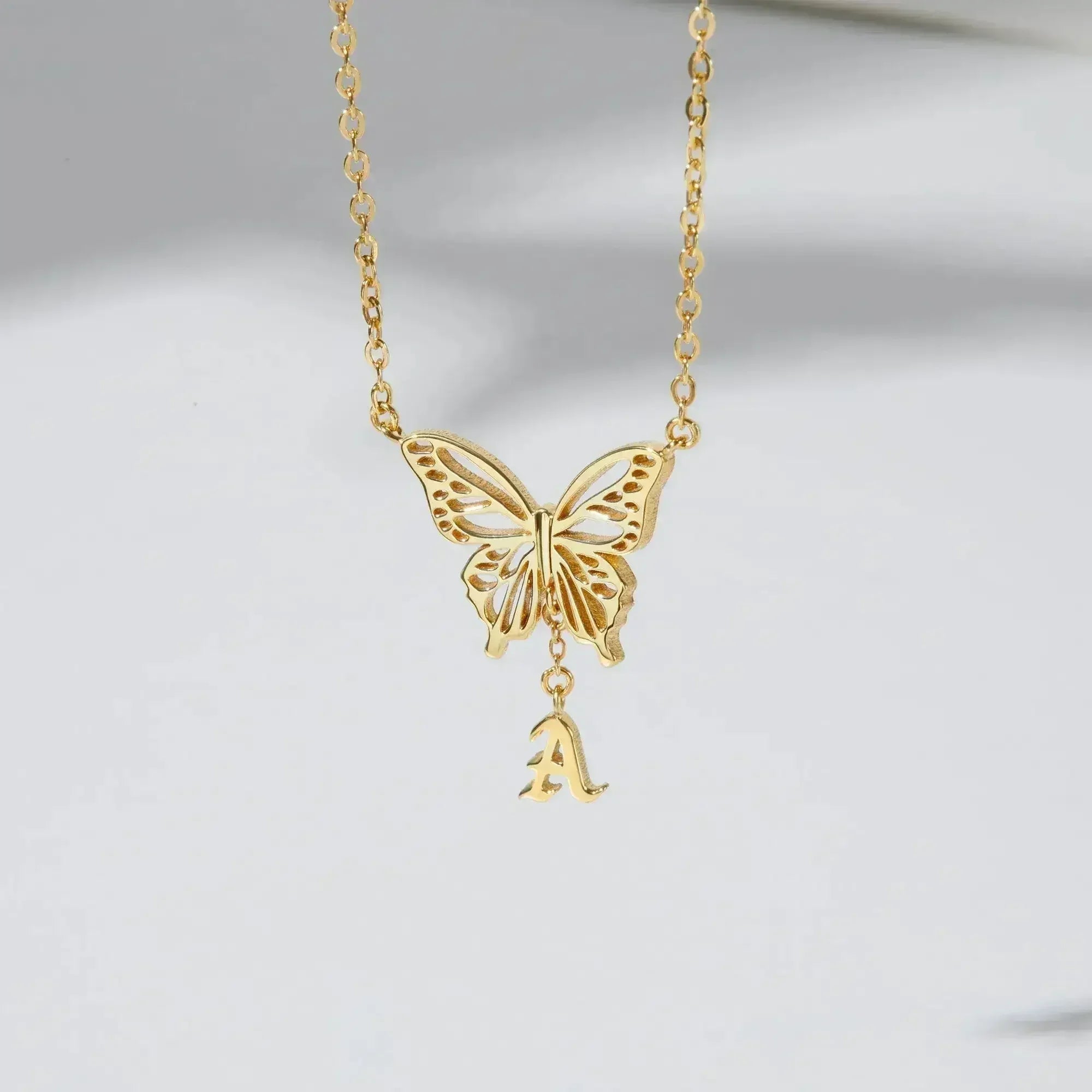Custom Letter Necklace, Initial Jewelry, Initial Butterfly Necklace