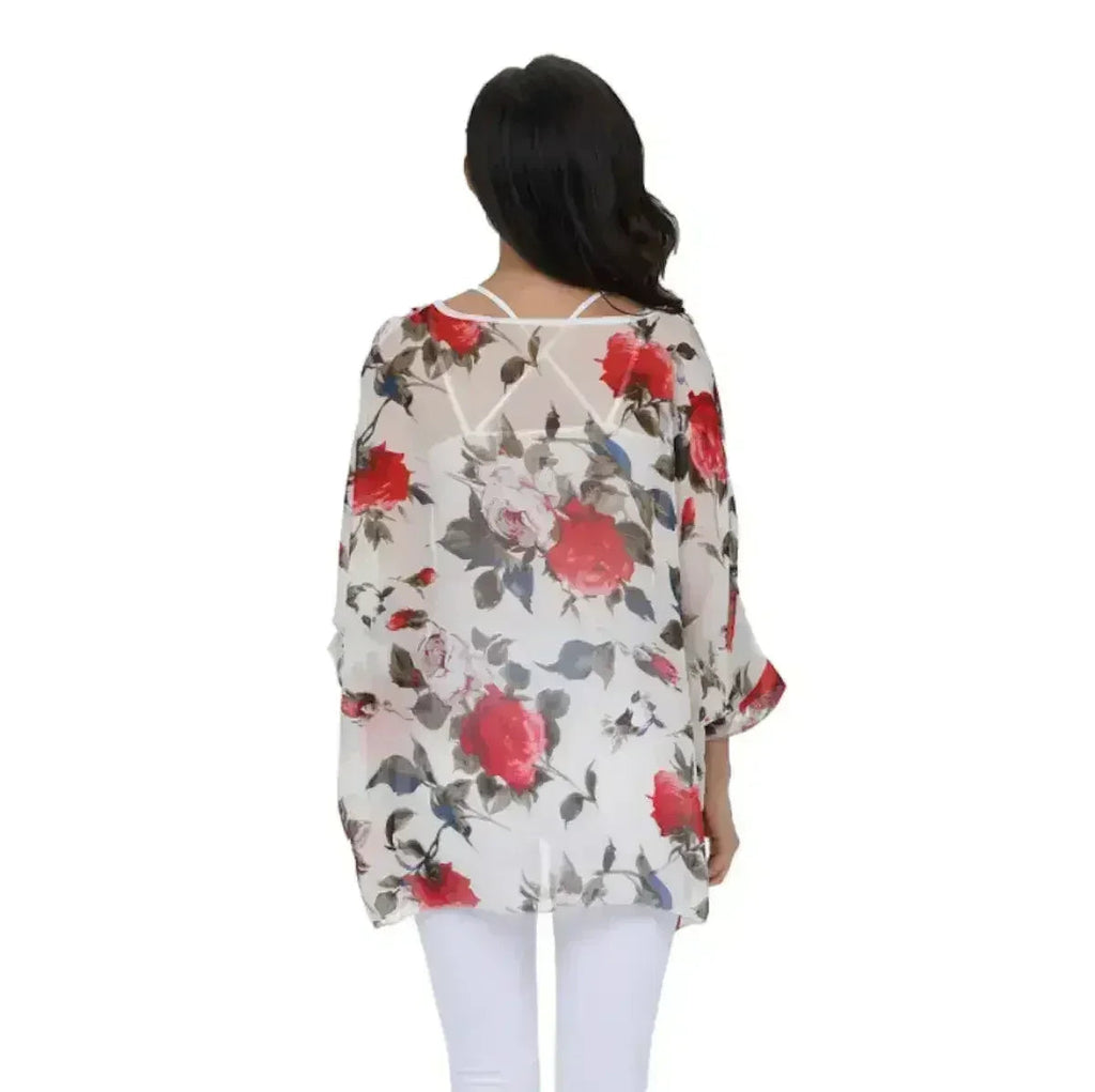 Rose Floral Chiffon Top - Boho Summer Loose Blouse | Femstylo