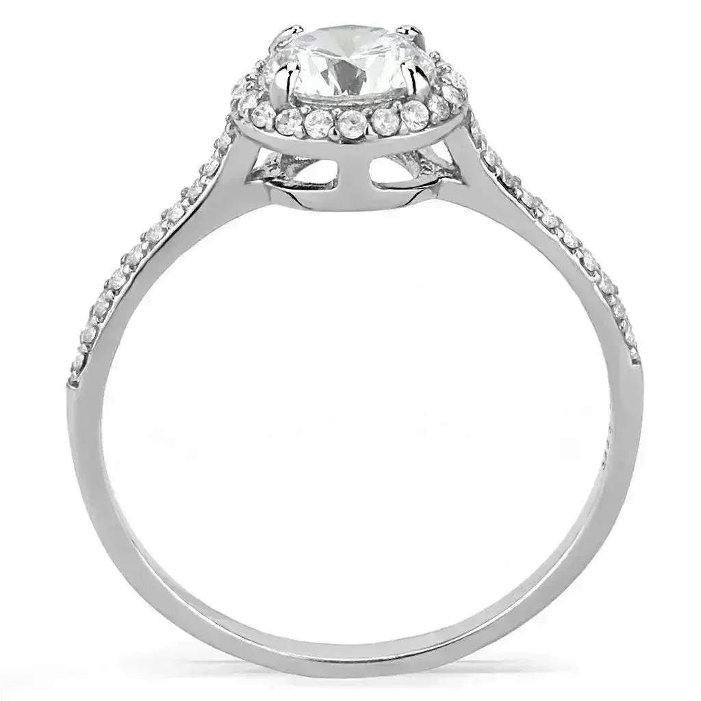 DA022 – High Polished Stainless Steel Ring with AAA CZ Ston