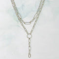 T Drop Layered Chain Necklace