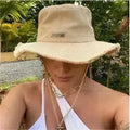 Women's Cotton Sun Hat - Wide Brim Khaki Hat - UPF Beach Essential