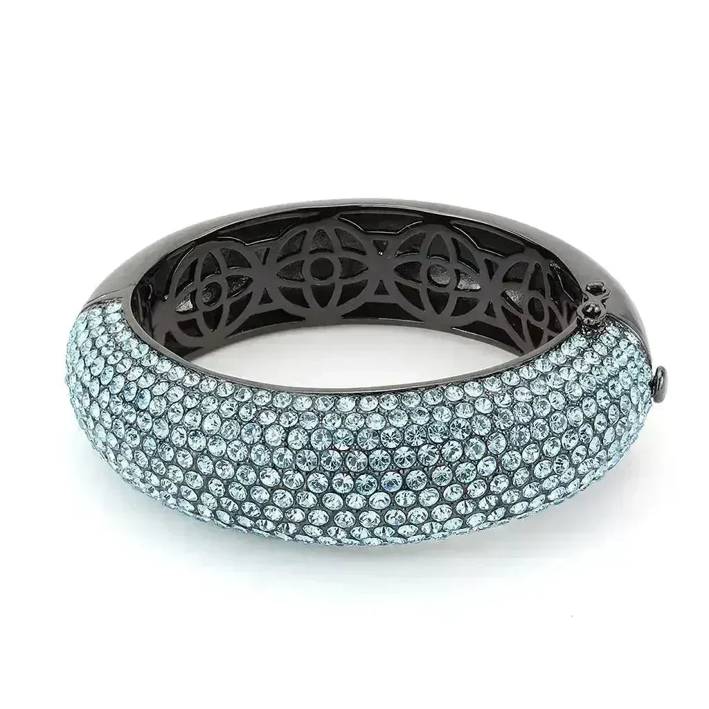 TIN Cobalt Black Brass Bangle – Sea Blue Crystal Statement Piece