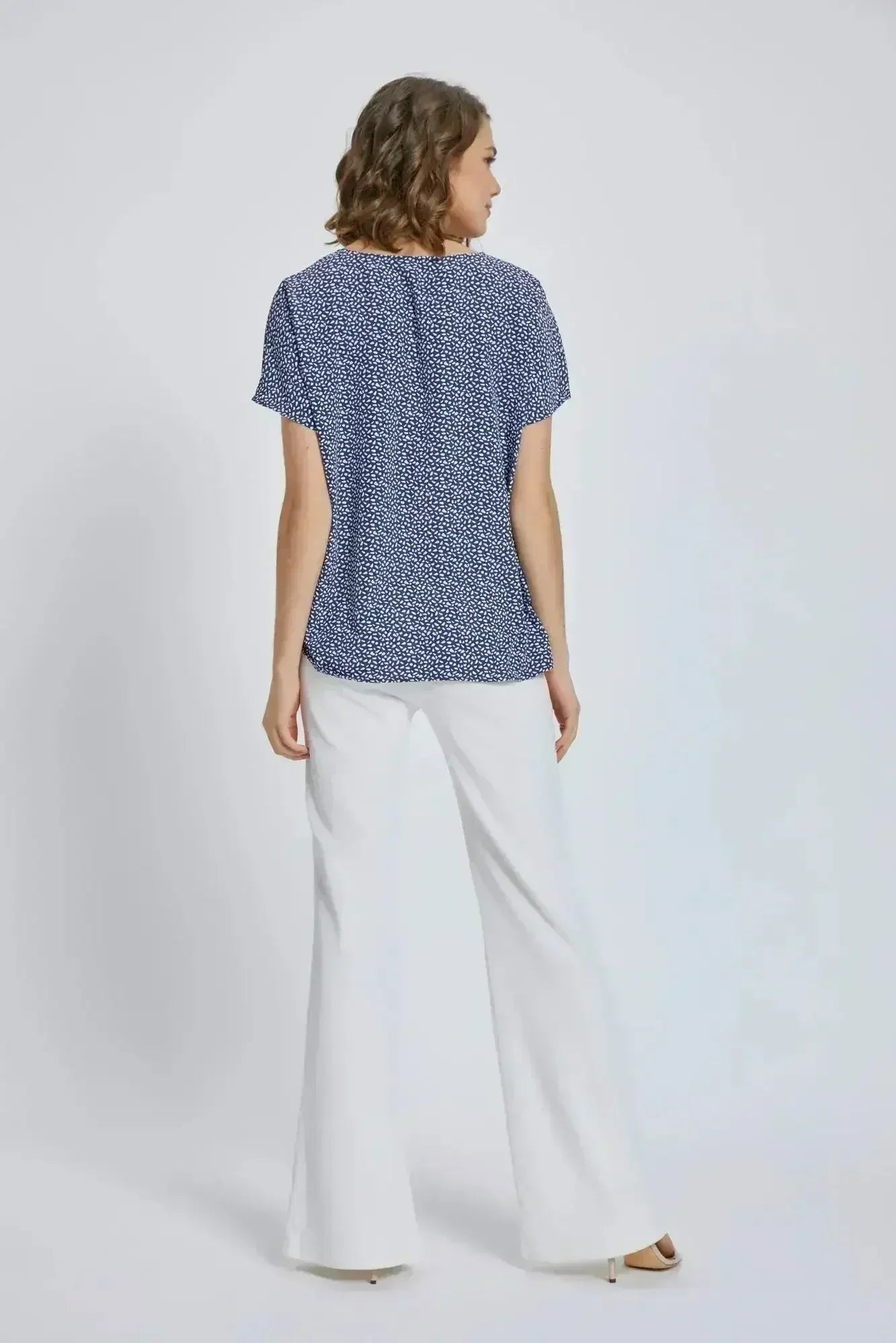 V-Neck Wrap Front Blouse - Knot Detail Short Sleeve Top for Women | Femstylo