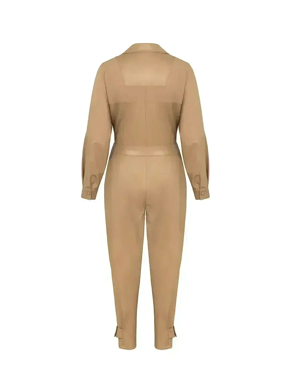 Lapel Collar Faux Leather Jumpsuit