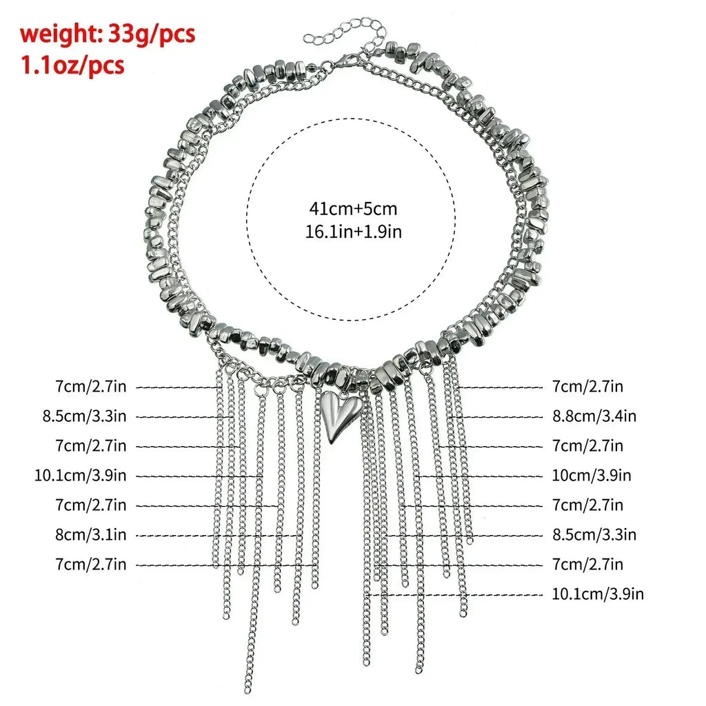 Fashion Heart Beaded Necklace for Women Boho Elegant Irregular Crystal Chain Y2K Choker Exquisite Party Gift Jewelry Accessories