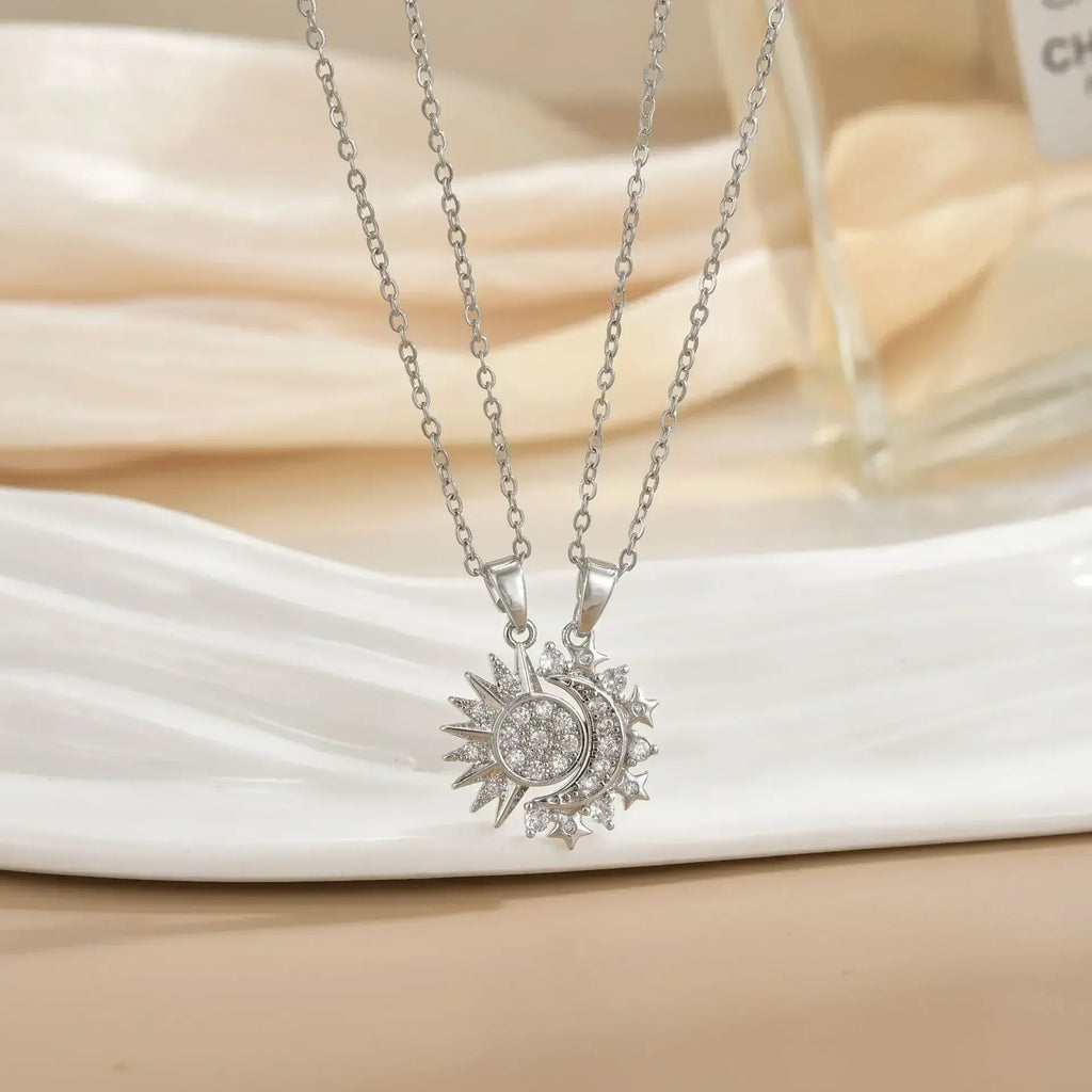 LATS New Stainless Steel Magnetic Sun Moon Couple Necklace Fashion Chain for Men and Women Good Friend Gifts Trend Jewelry