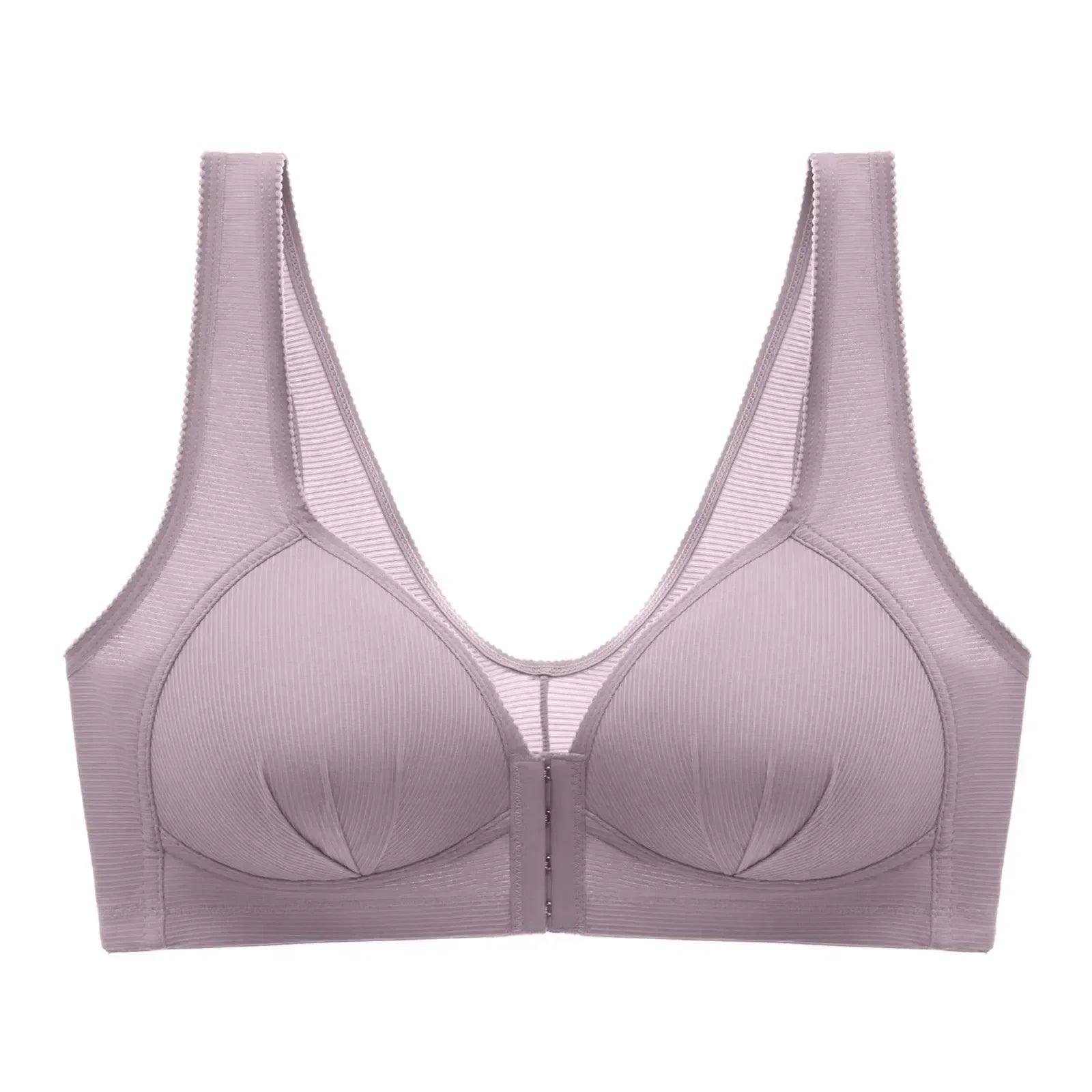 WTEMPO Plus Size Thin Non-steel Ring Front Buckle Cotton Bra Gathered Comfortable Underwear Soft Collection lingerie