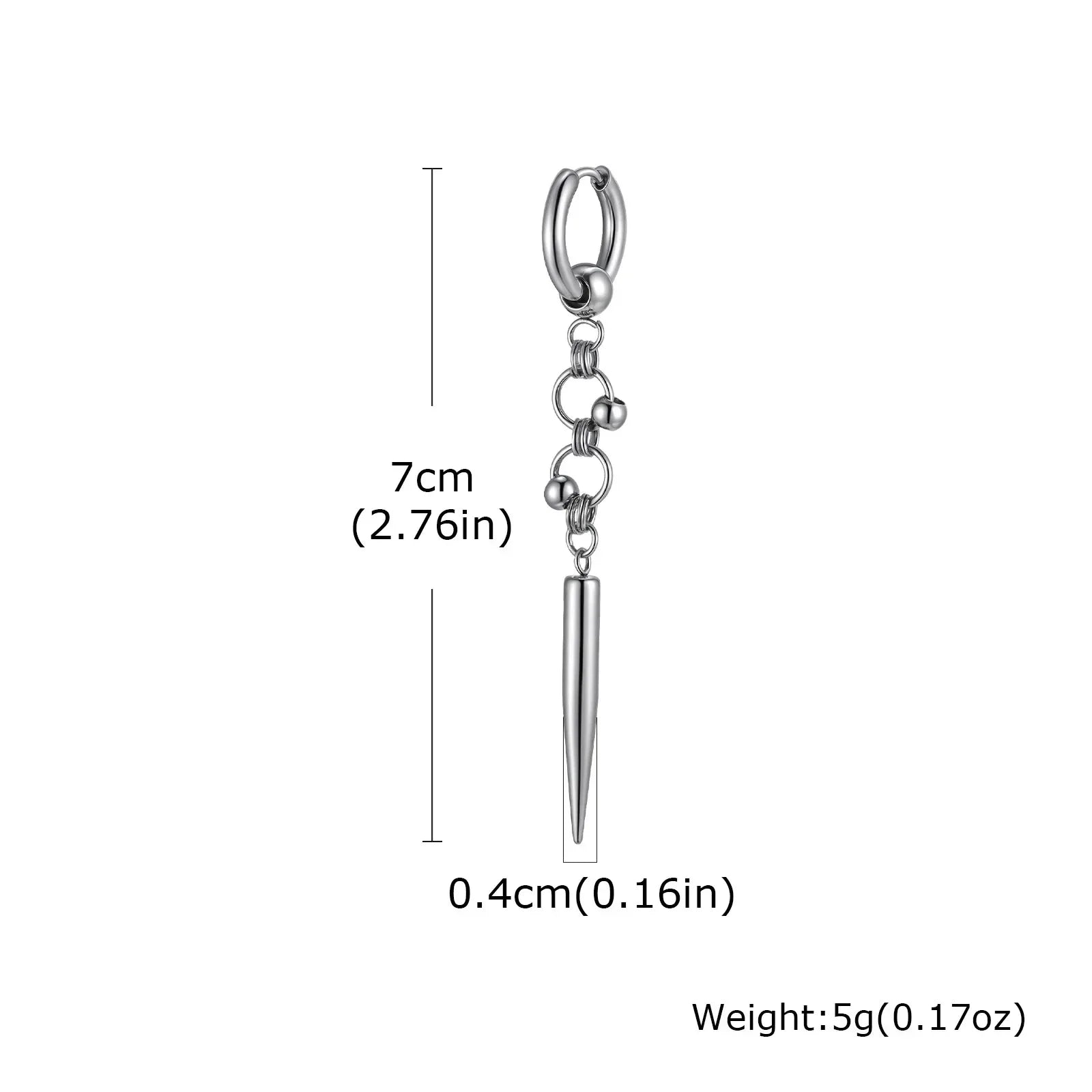 Punk Men's Huggies Earrings,Vintage Long Chain Stainless Steel Ear Drop,Stylish Cross Earring Gift