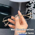 New Fashion Photochromic Myopia Glasses Vintage Rimless Square Women Men Anti Blue Light UV Sunglasses Optical Diopter Eyewear