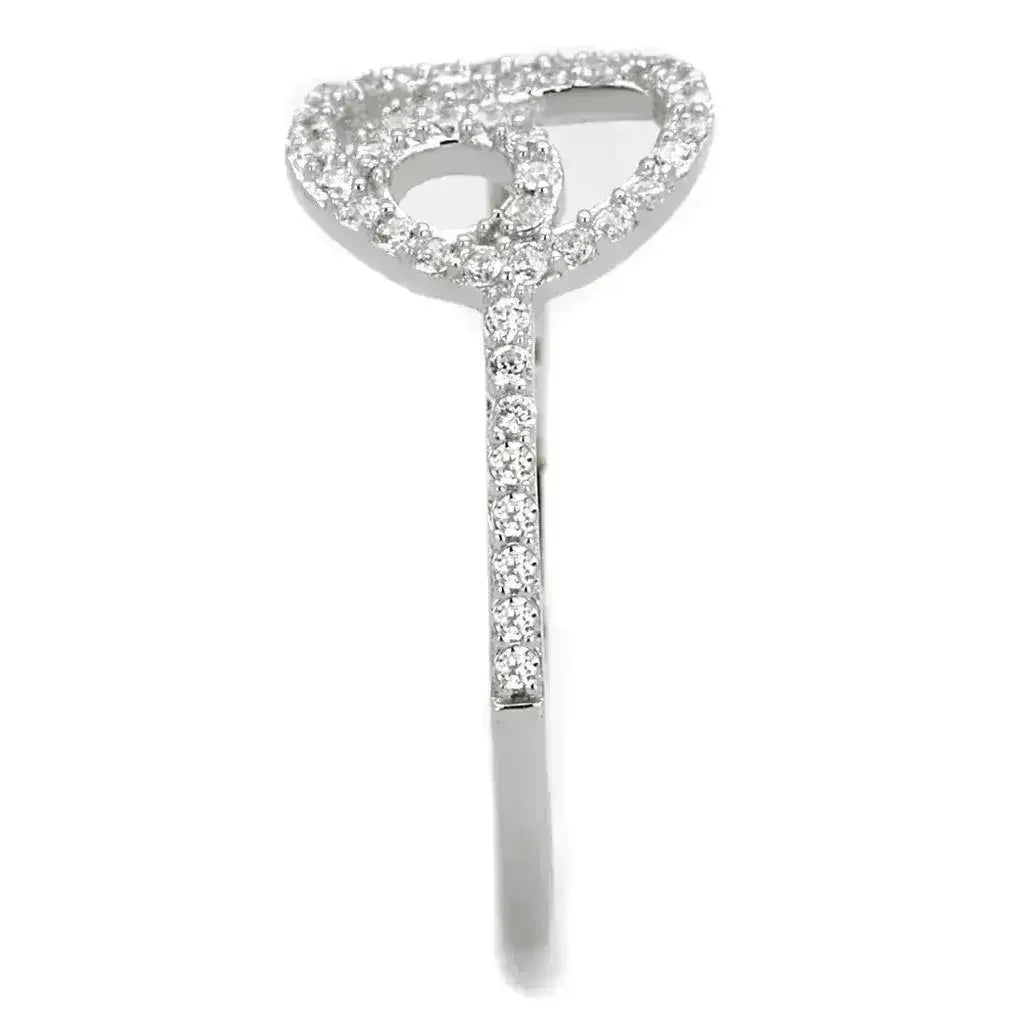 TS519 Rhodium Sterling Silver Ring – AAA Clear CZ Solitaire