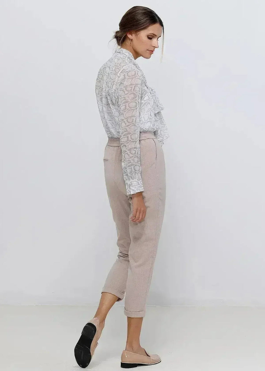 Tie Neck Sheer Blouse In Ivory Silver | FEMSTYLO