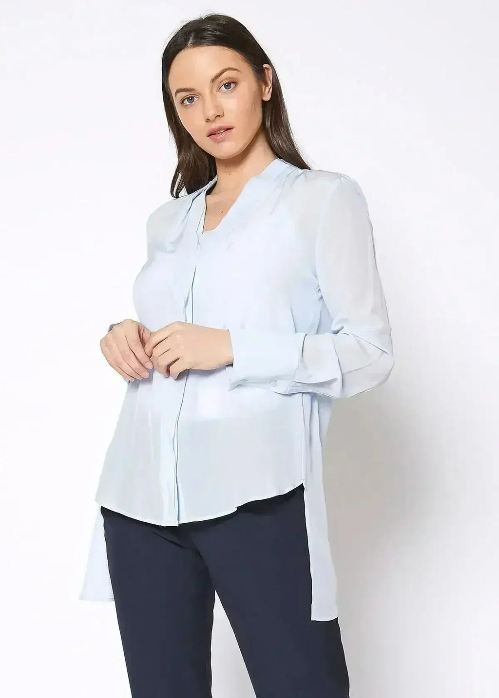 Women's Sheer Placket Hi Low Stylish Blouse | Femstylo