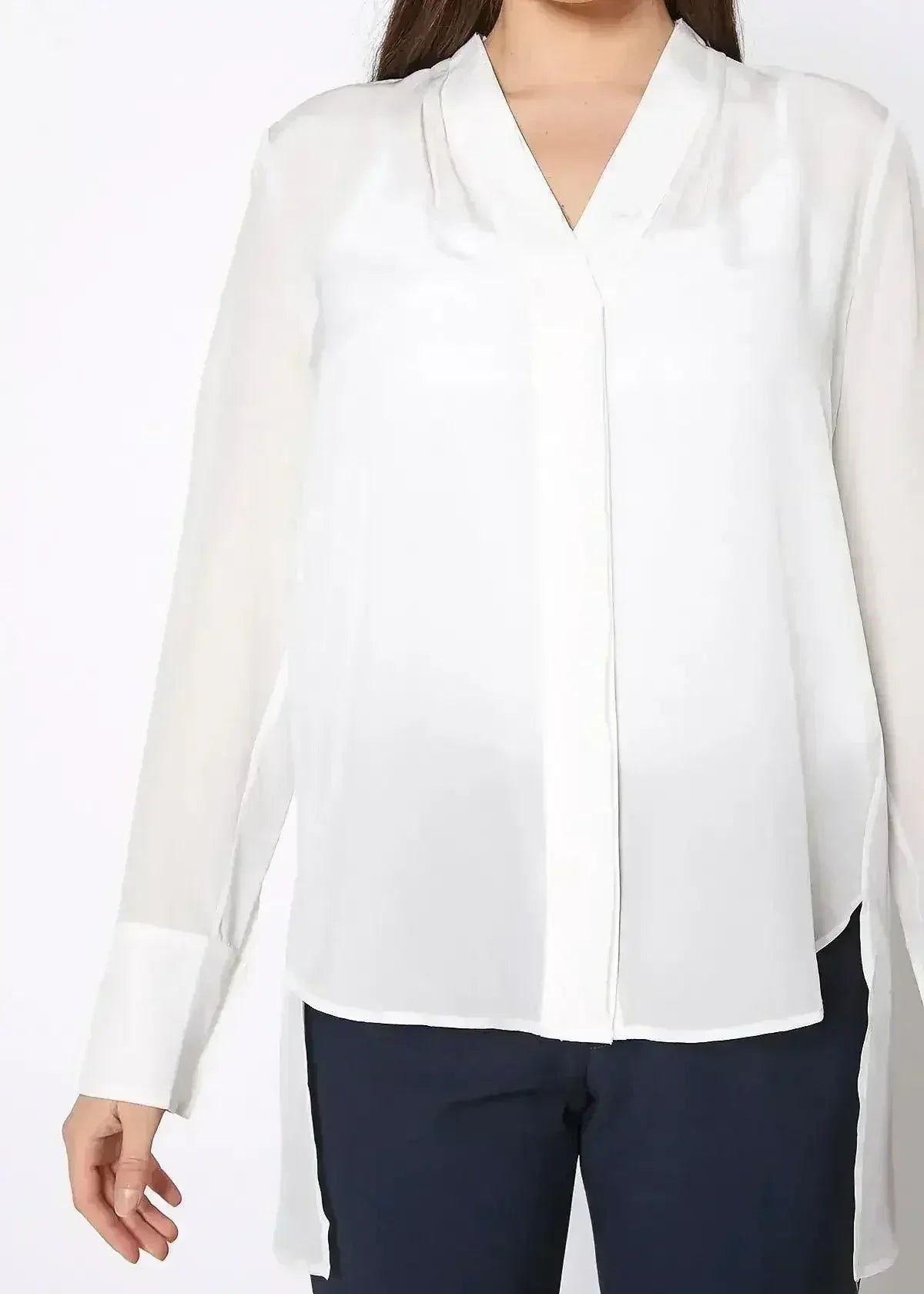 Women's Sheer Placket Hi Low Stylish Blouse | Femstylo