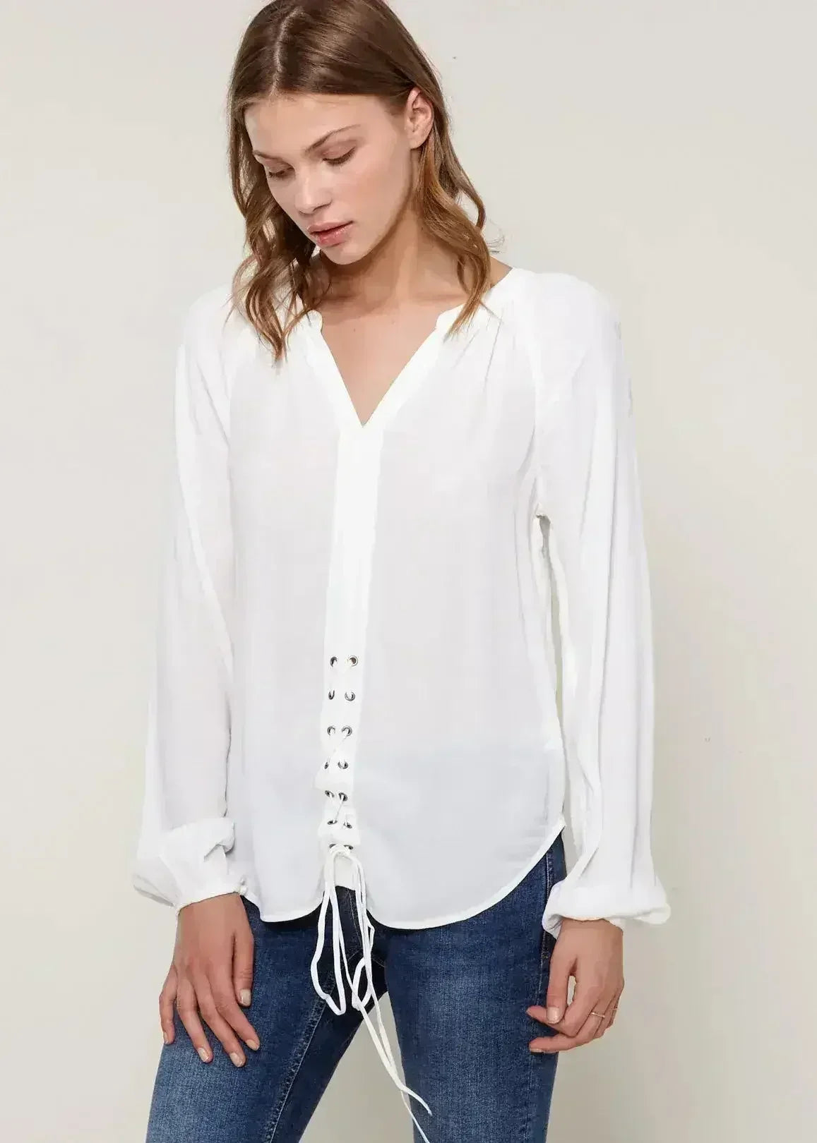 Women's Lace Up Blouse Office Style | Femstylo