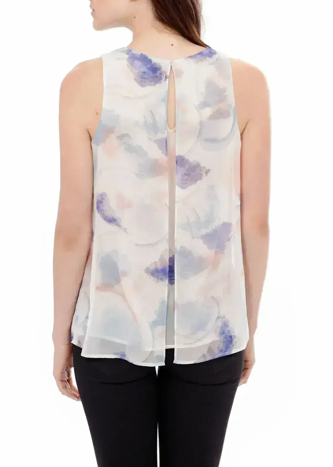 Women's Sleeveless Slit Blouse In Water Color | Femstylo