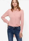 Women's Belted Hi-lo Blouse In Peach Apricot | Femstylo