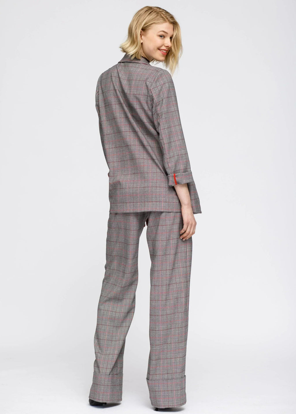 Grey Multi Glen Plaid Blazer | Women's Comfort Fit Suiting - Femstylo