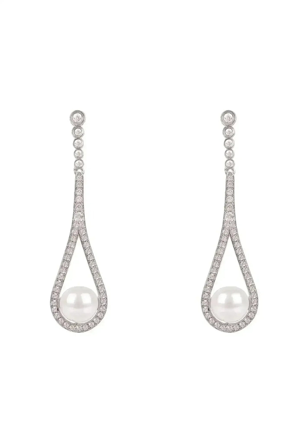 Latelita Cradled Pearl Drop Earrings Silver | Femstylo