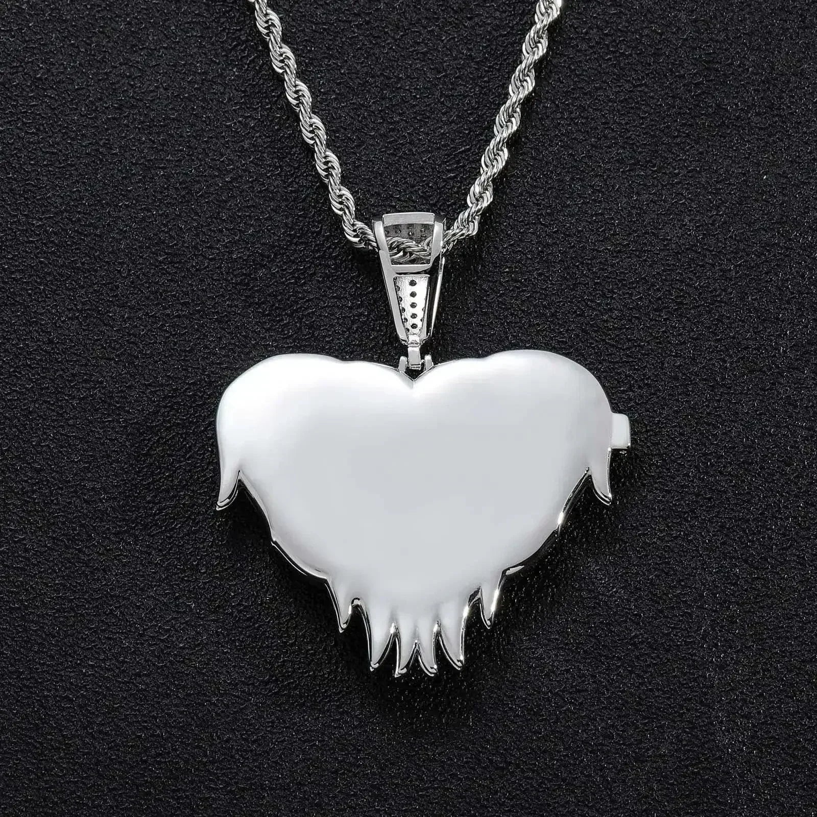 LoveShell™ – Custom Clamshell Heart Photo Pendant | Iced Out Zircon