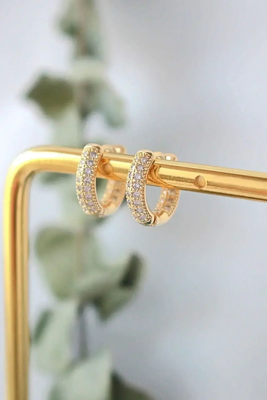 Pavé CZ Hoop Earrings - 24K Gold Plated | Femstylo