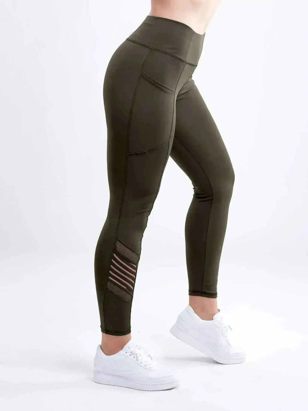 High-Waisted Pilates Leggings with Side Pockets & Mesh Panels