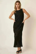 Mittoshop Side Slit Dress – Sleeveless Round Neck w/Slit