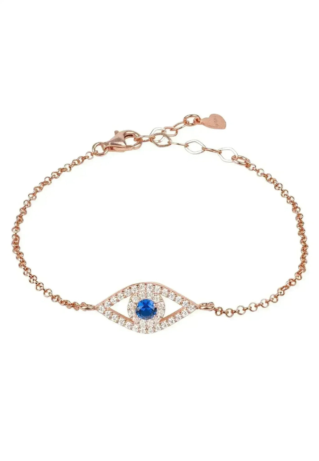Evil Eye Elliptical Bracelet Blue Rosegold