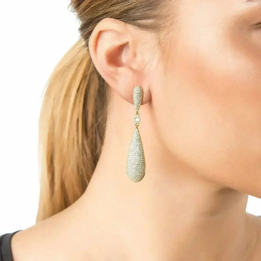 Coco Long Drop Earrings | Silver Zirconia Elegant Dangles - Femstylo