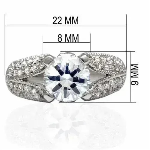 LO2077 - Rhodium Brass Ring with AAA Grade CZ  in Clear