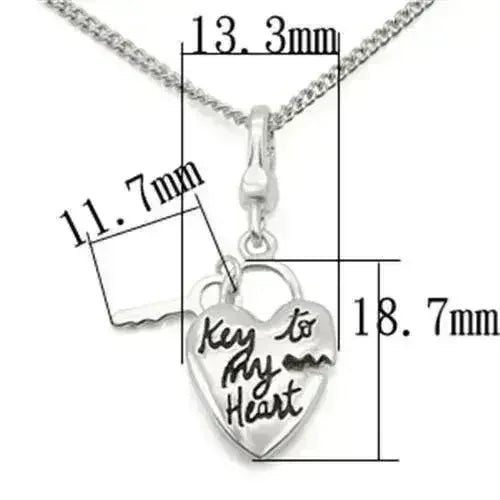 LOS430 - Silver 925 Sterling Silver Chain Pendant with No Stone
