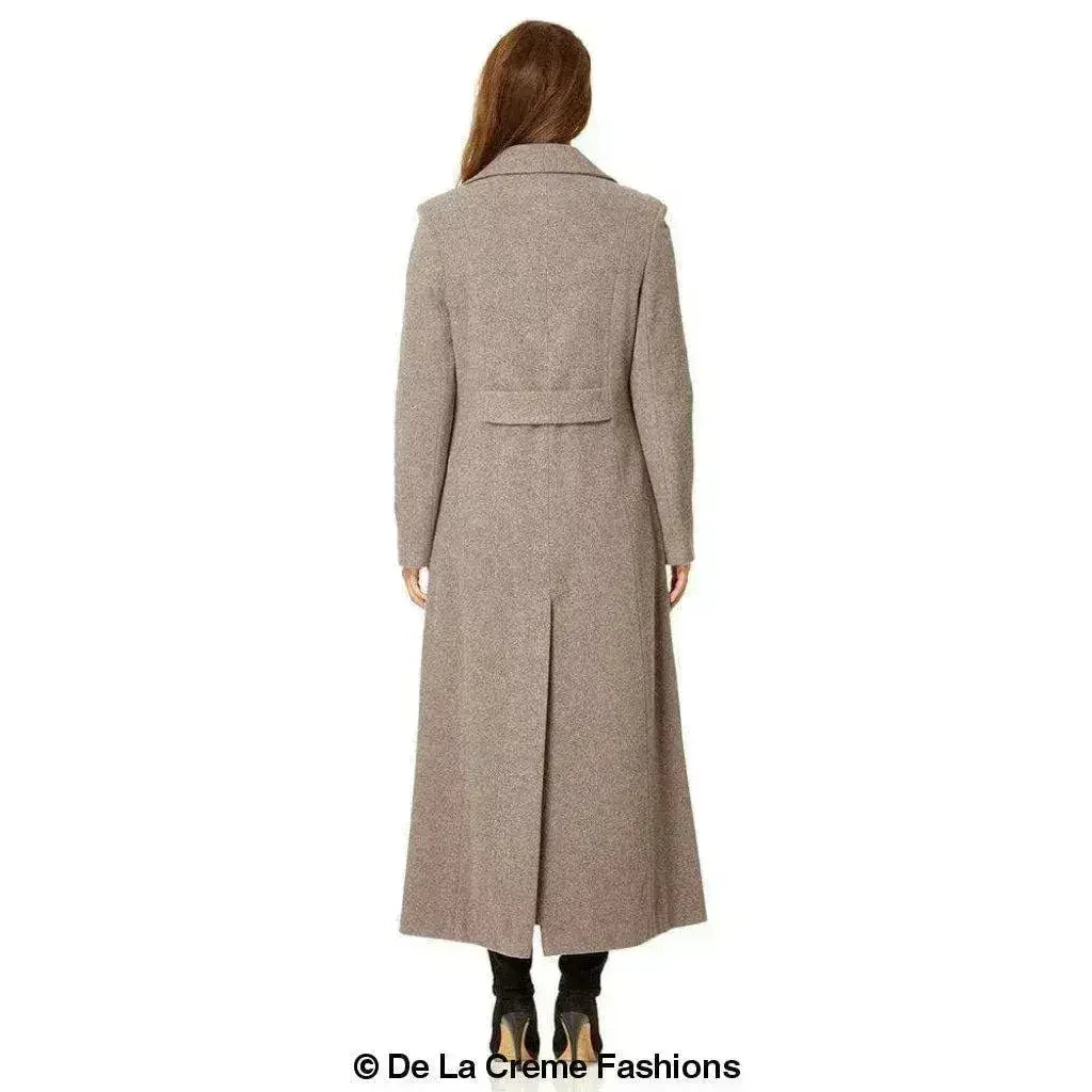Wool Blend Double Breasted Long Coat