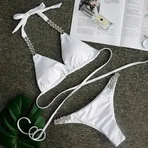 Jeweled Bikini Crochet Jewelry Bikini Set two pieces Swimsuit Crystal