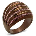 TK1789LC - IP Coffee Stainless Steel Ring with Light Rose Crystal