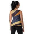 Womens Stretch Fit Tank Top - Brown Red Blue Colorblock Lines