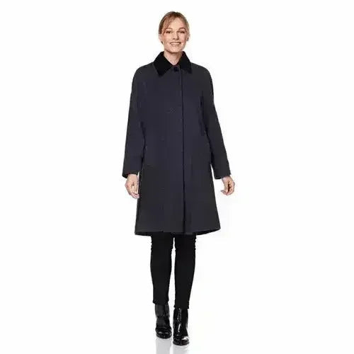 Wool Blend Oversized Velvet Trim Swing Coat (8026)